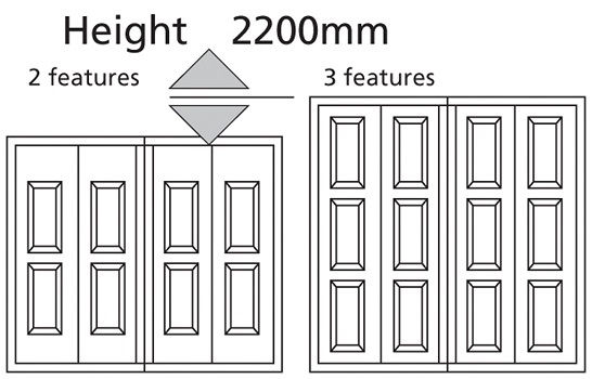 Vertical Georgian doors have 2 rows of features, as standard